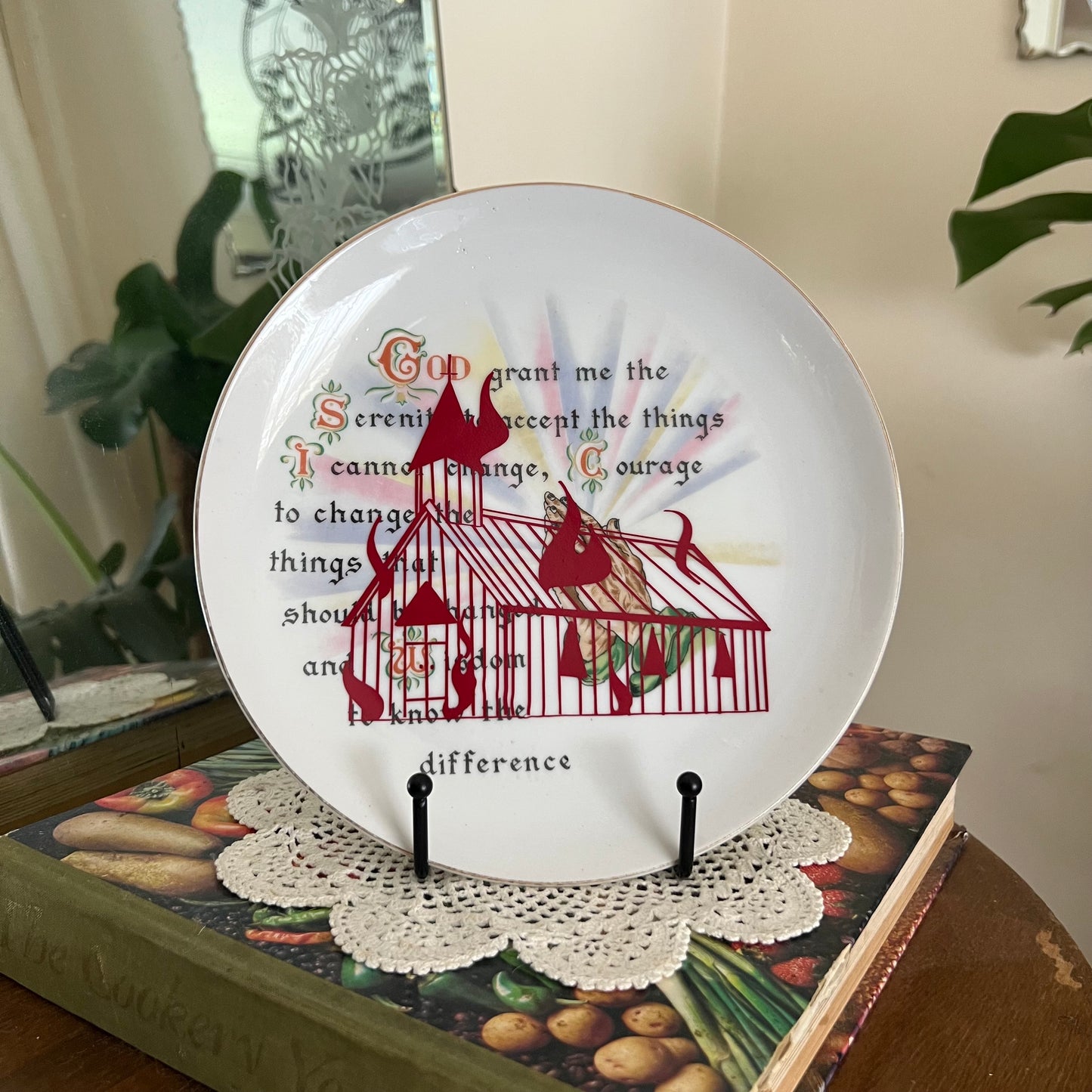God Grant Me The Serenity Of A Burning Church - Vintage Plate