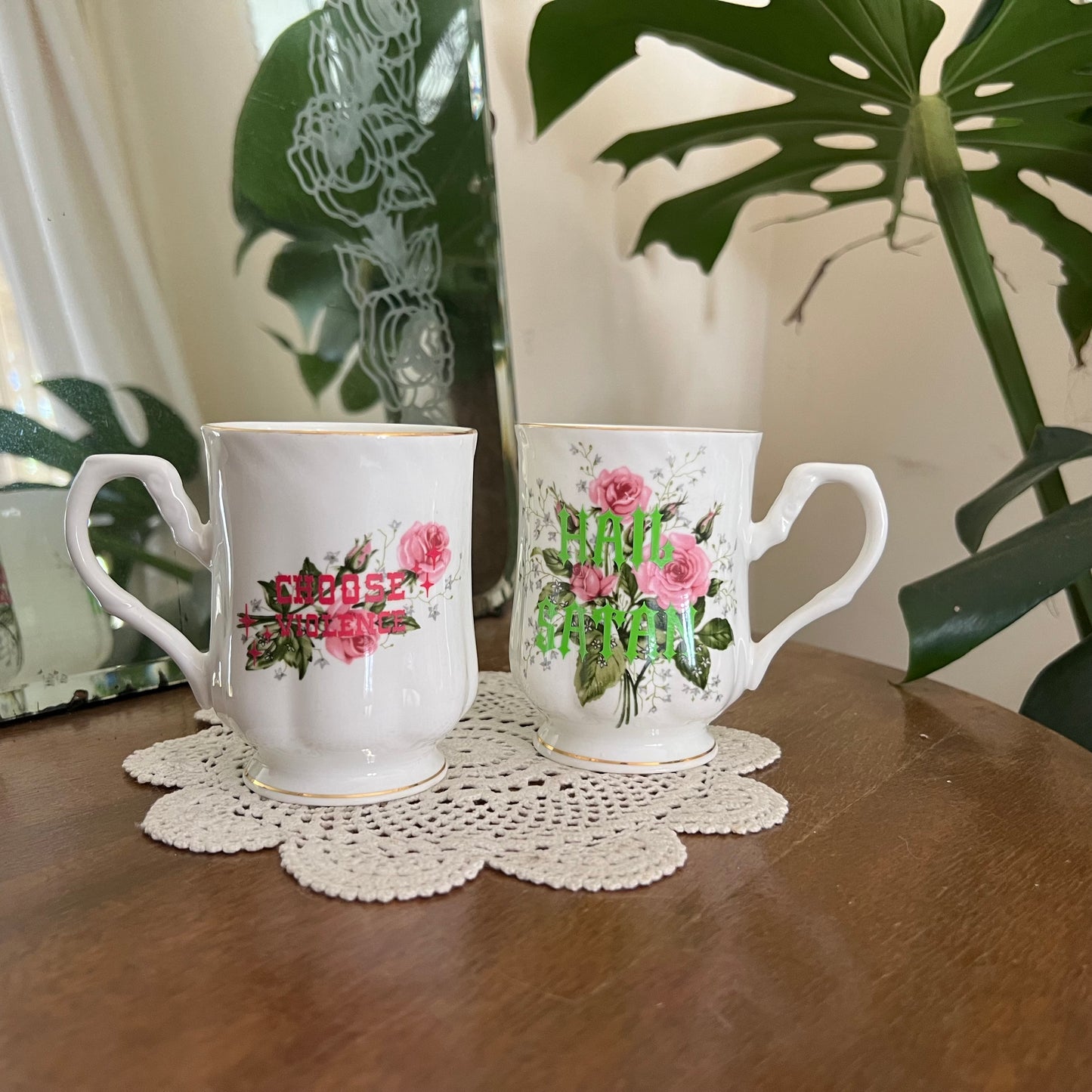Choose Violence / Hail Satan - Vintage Mugs