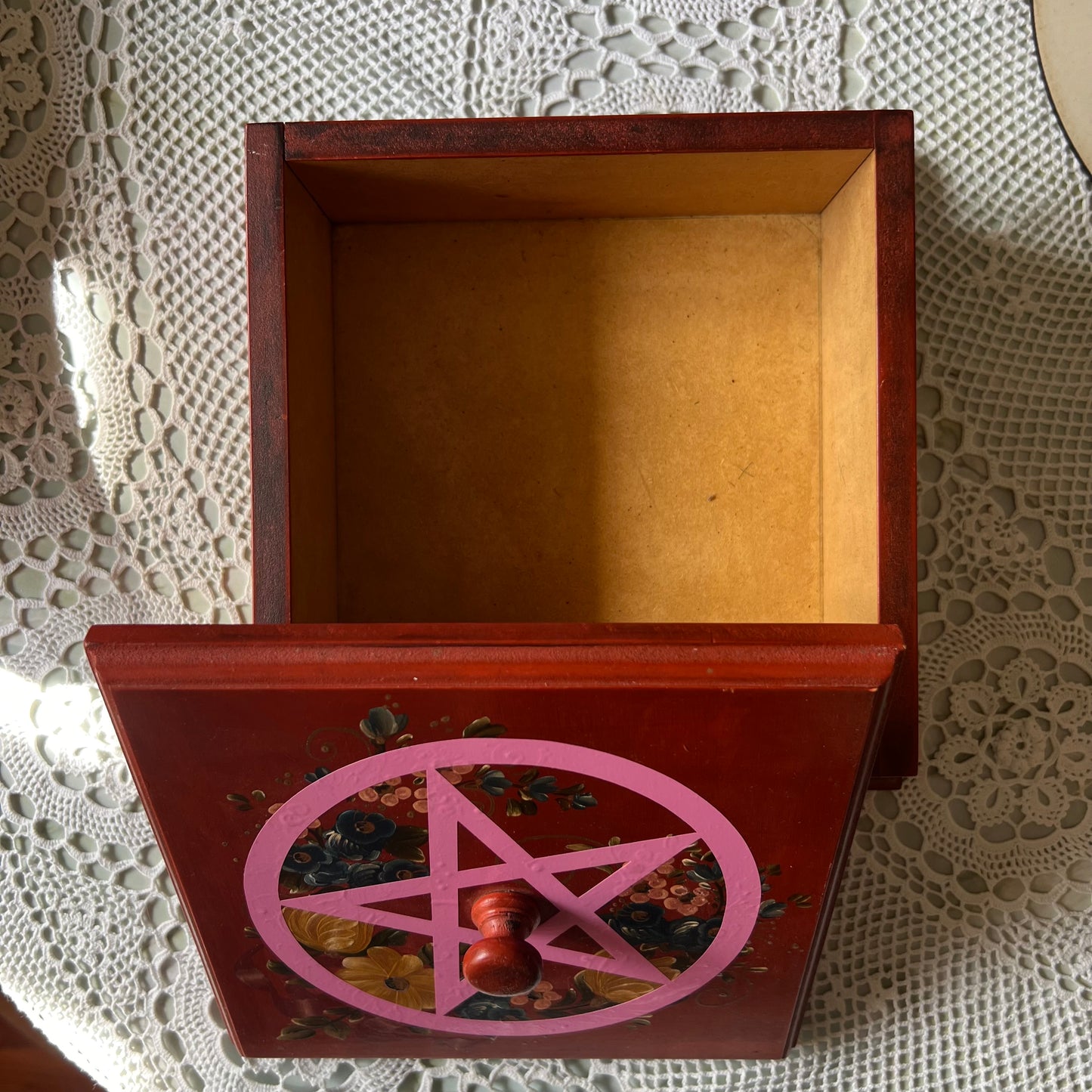 Pink Pentagram - Vintage Hand Painted Stash Box