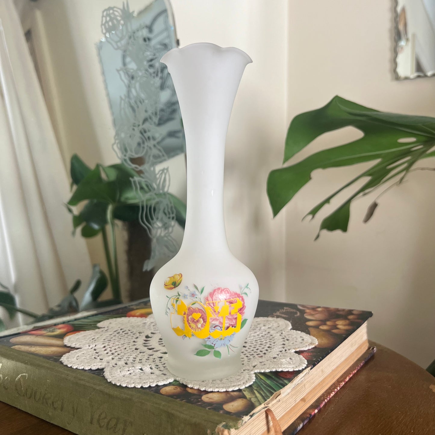 LOVE - Vintage Floral Glass Vase