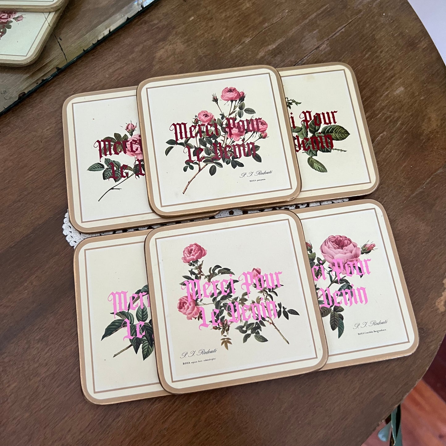 Merci Pour Le Venin - Set Of 6 Vintage Coasters