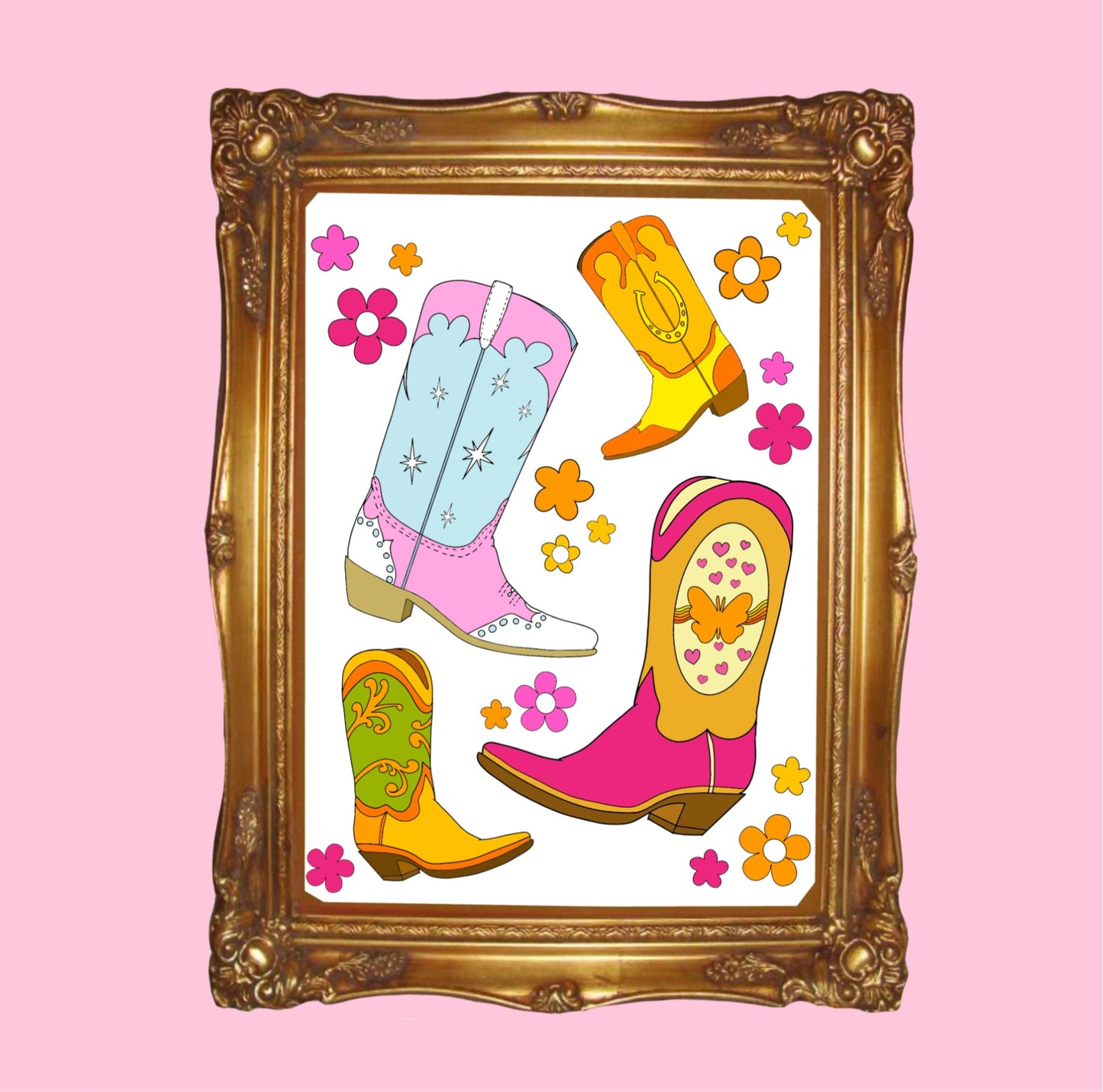 Cutie Cowboy Boots - A4 Print