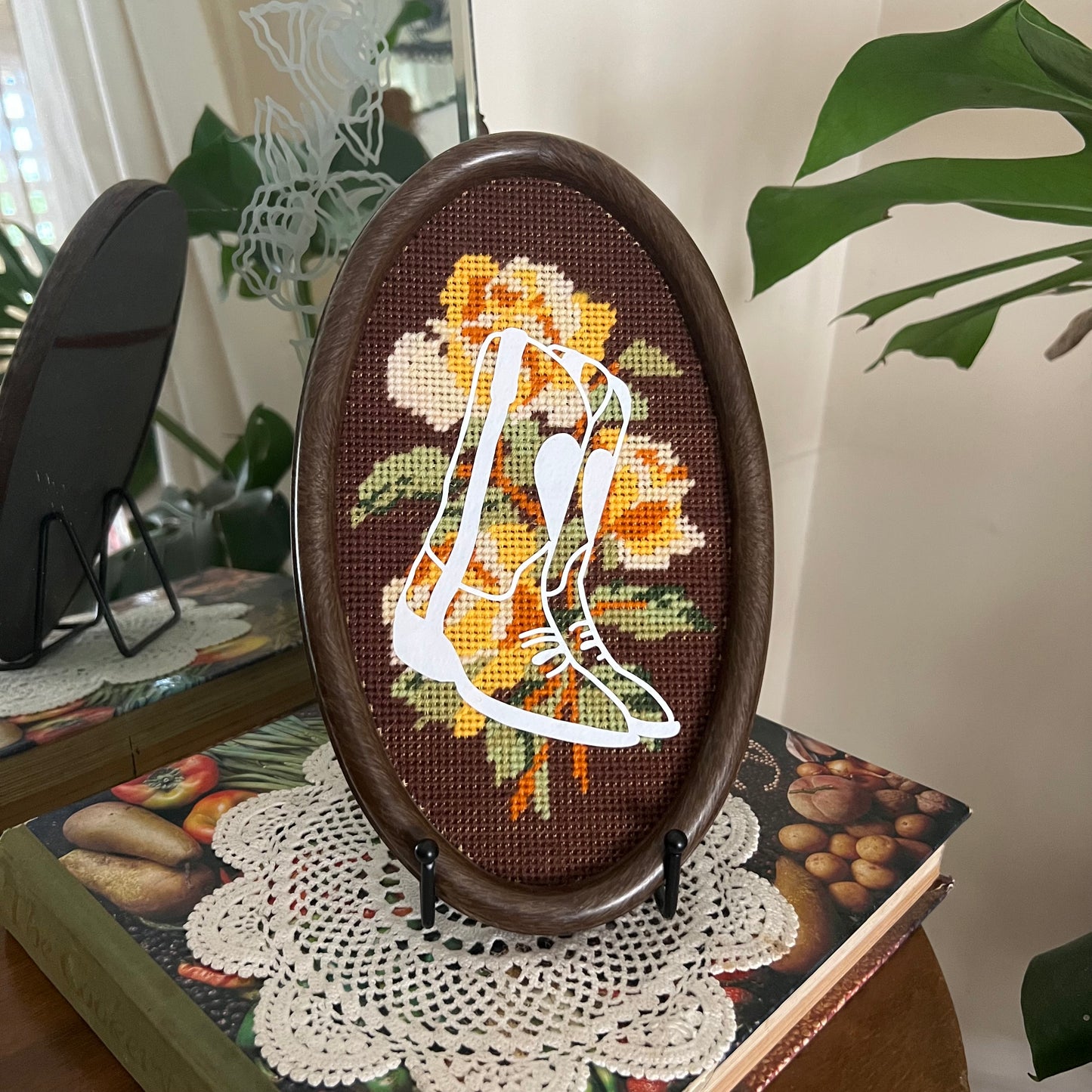 Cowgirl Boots - Floral Vintage Cross Stitch