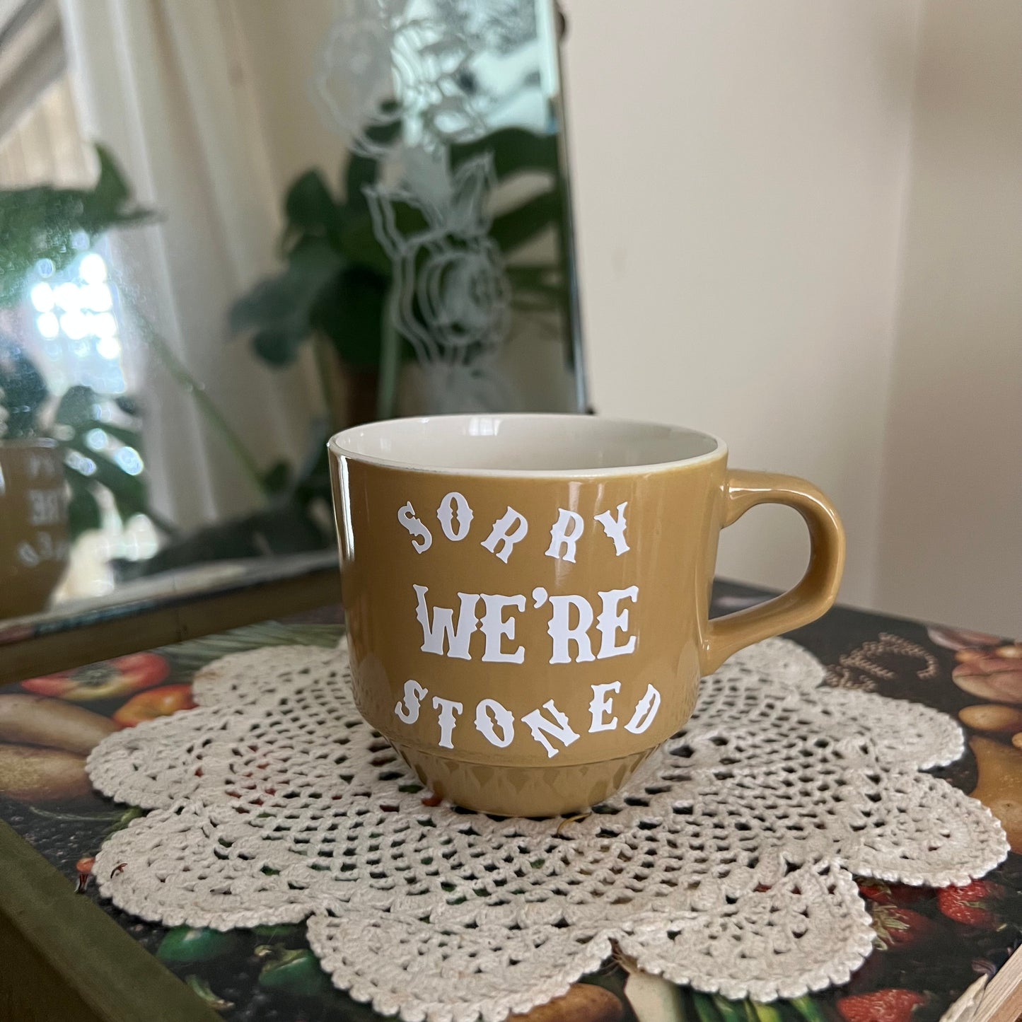 Shit Happens + Sorry We’re Stoned - Vintage Mugs