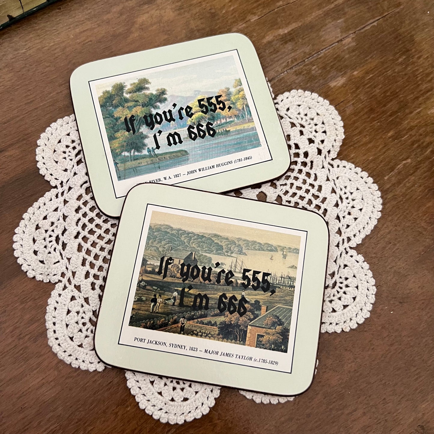 If You’re 555, I’m 666 - Vintage Coaster Set