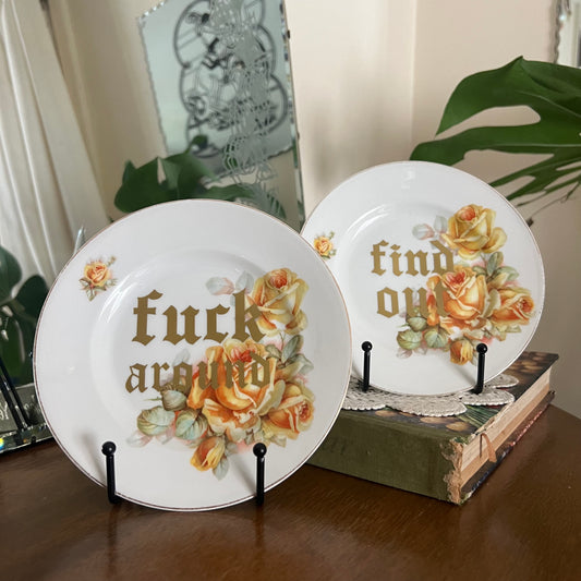 Fuck Around & Find Out Vintage Decorative Plate Set