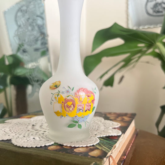 LOVE - Vintage Floral Glass Vase