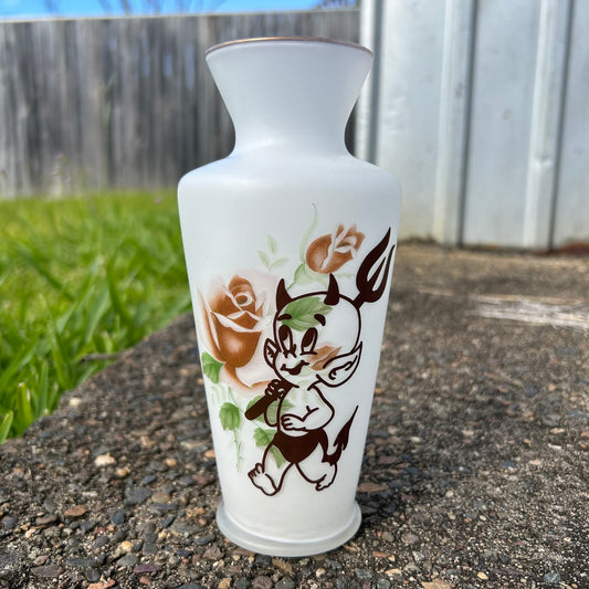 Lil’ Devil & Rose Vintage Glass Vase