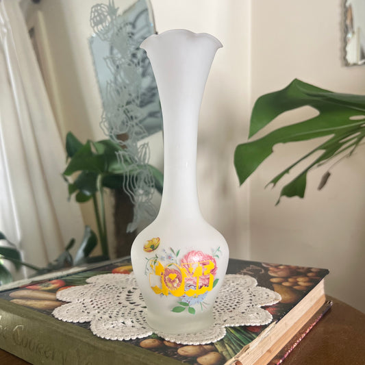 LOVE - Vintage Floral Glass Vase