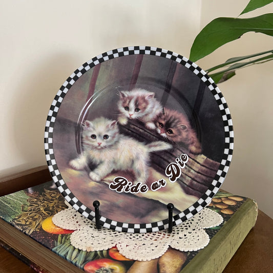 Ride Or Die Vintage Cat Plate