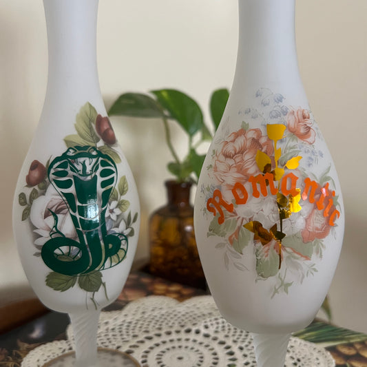 Vintage Floral Glass Vases - Romantic & Cobra