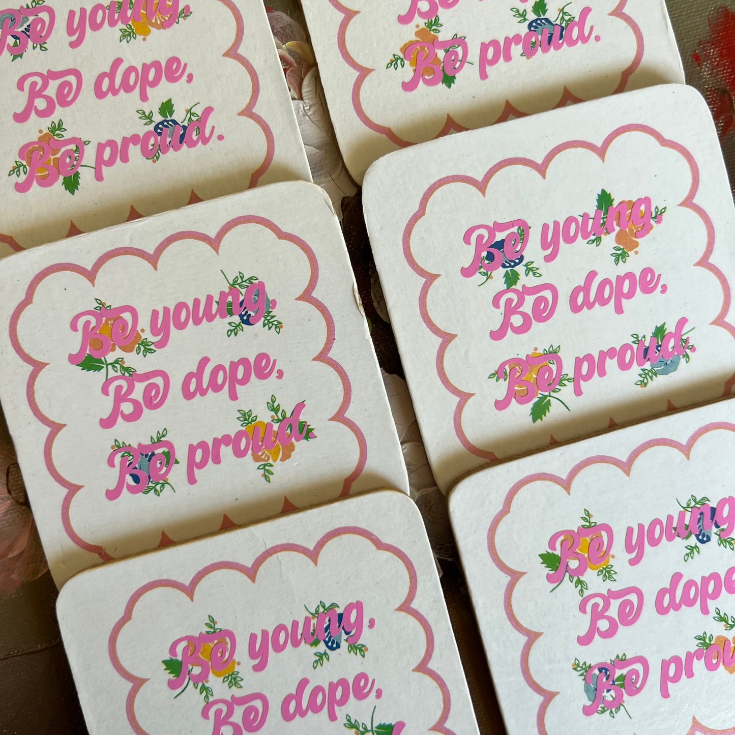 Be Young, Be Dope, Be Proud - Vintage Coaster Set