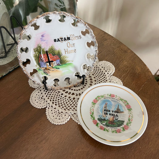 Satanic / Religious Mini Plates - Set Of Two