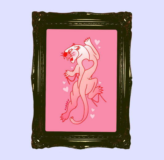 Crawling Pink Panther - A4 Print