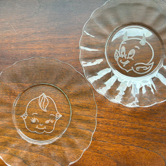 Etched Glass Vintage Trinket Plates