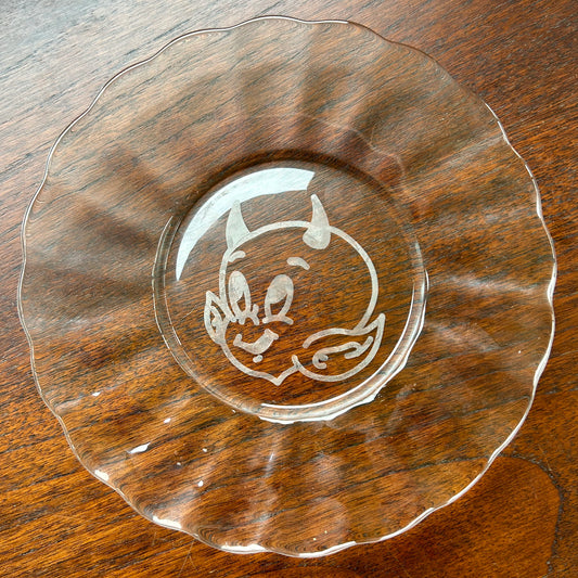 Etched Glass Vintage Trinket Plates