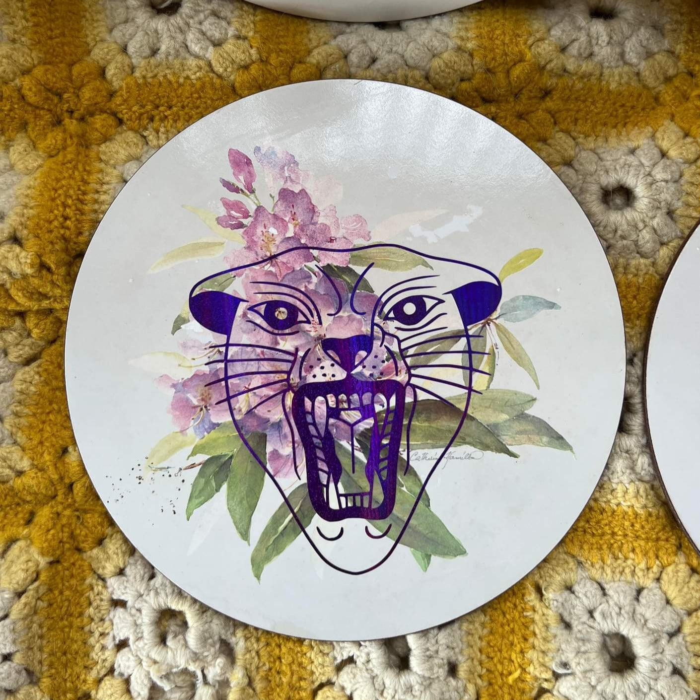 Vintage Floral Placemats - Panther, Tiger, Lion, Pitbull